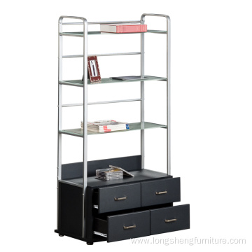 Glass Bookcases Modular Corner Bookshelf With Drawer